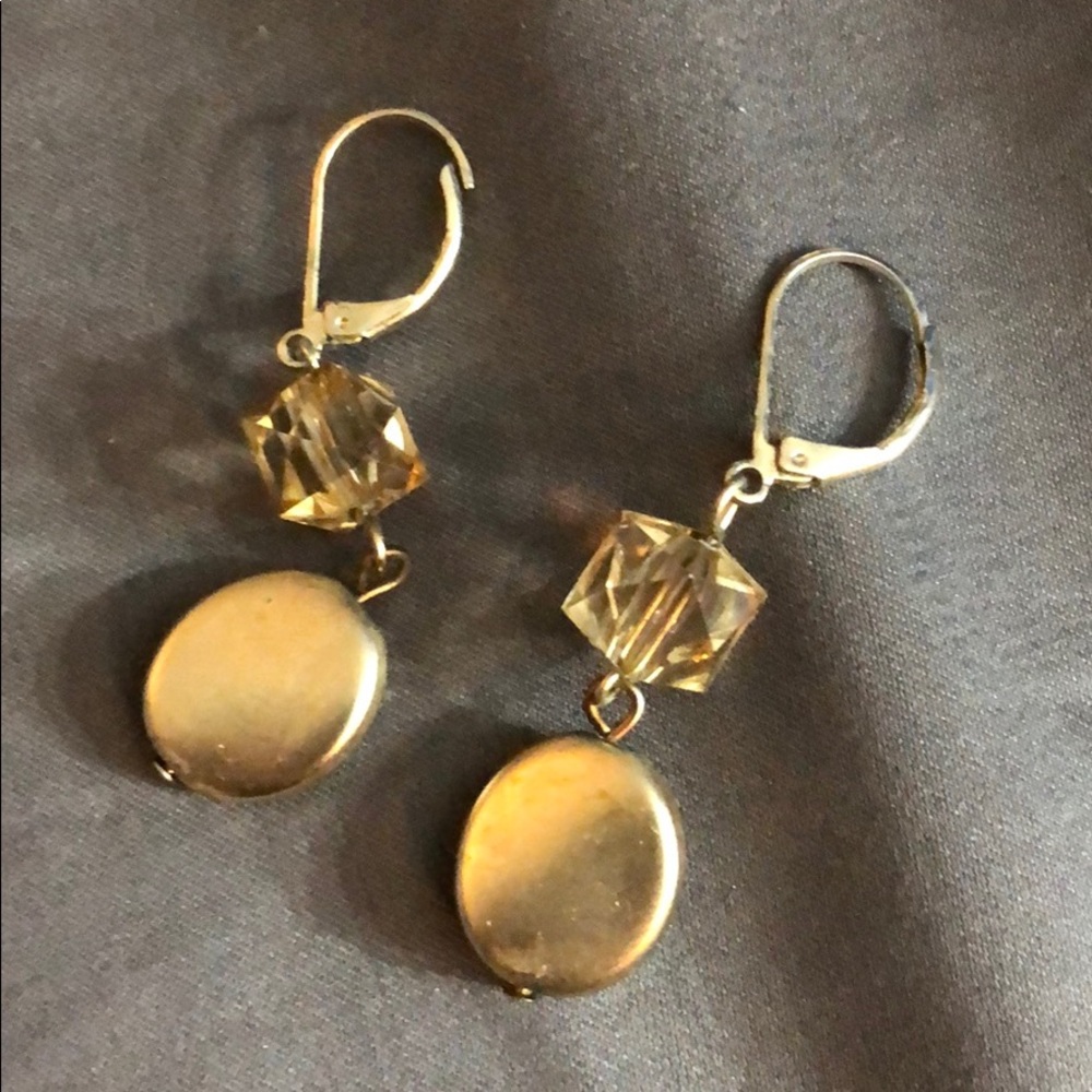 Gold color and stone earrings